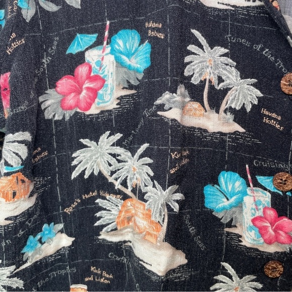 Havana Jacks Cafe Button Up Shirt Hawaiian Vacation Palms & Flowers Vintage - Picture 4 of 9